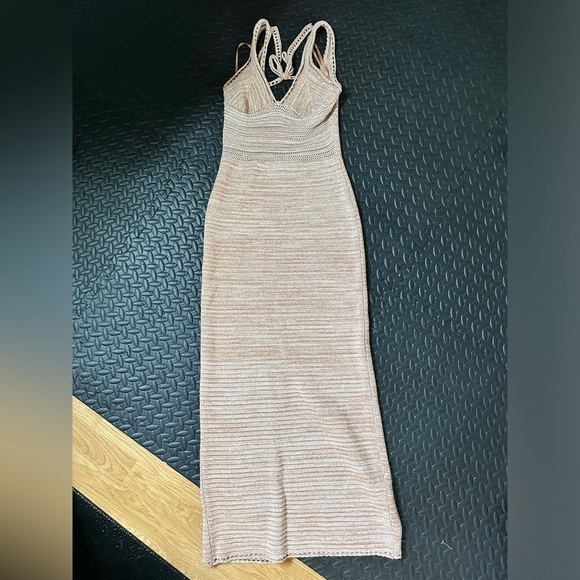 Torn BY Ronny Kobo Size Small Tan/Cream Knit Maxi Dress - Picture 1 of 8